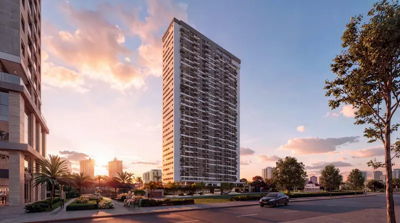 Fachada do FR. Atlant, torre única no Jardim Atlântico, em Goiânia